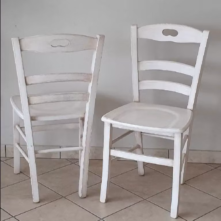 Set di 2 sedie in legno di faggio stile shabby chic bianco lacca Mobili 2G L/P/H: 43 x 46 x 89 cm