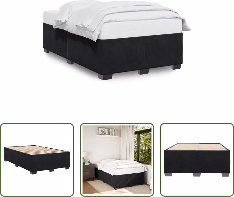 The Living Store struttura letto nera 120x190 cm in velluto