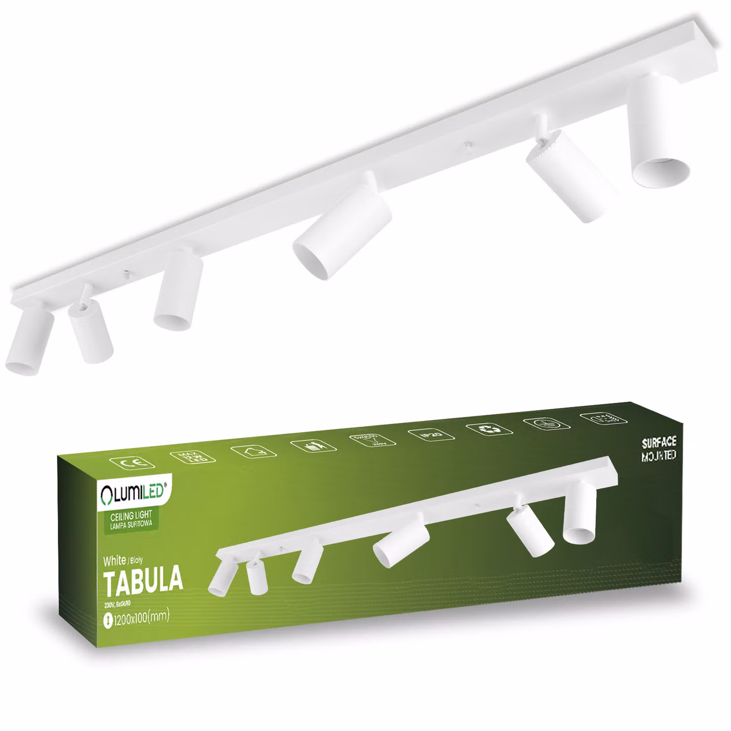 LUMILED plafoniera faretto da soffitto 6 luci 230V GU10 plafoniera orientabile faretto da soffitto faretto girevole faretto da soffitto faretto rotondo bianco alluminio
