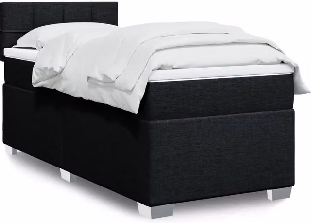 Letto a molle con materasso vidaXL in tessuto nero e bianco L/P: 100 x 200 cm