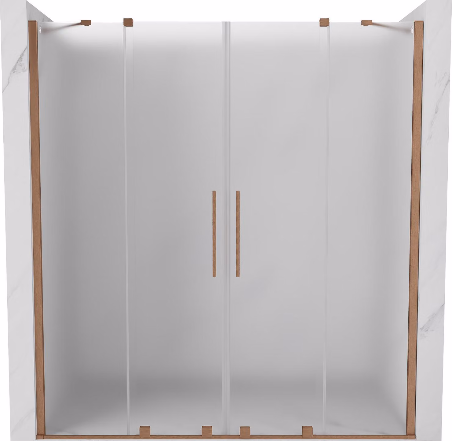 Mexen Velar Duo porte doccia scorrevoli 200 cm, brina, rame spazzolato - 871-200-000-32-65