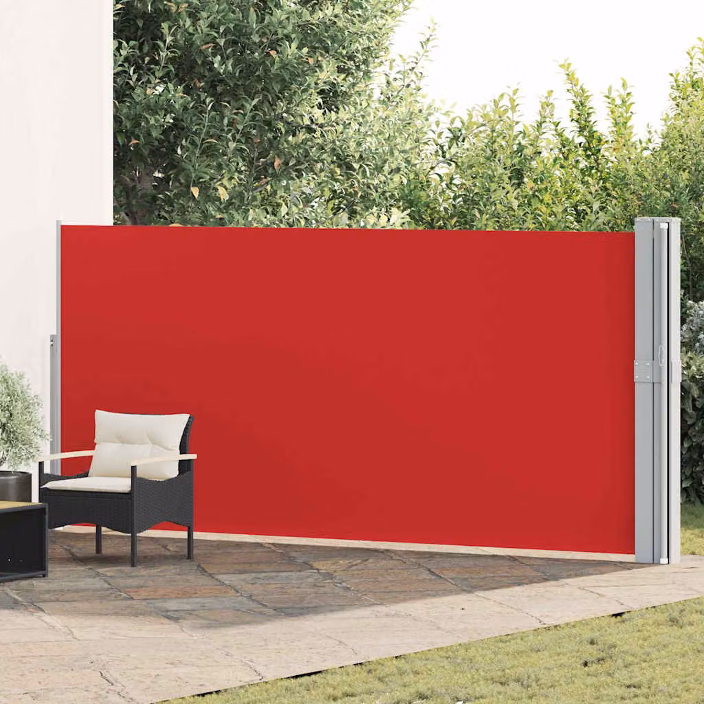 Tenda Laterale Retrattile per Patio vidaXL in Poliestere e Acciaio, Rossa, L: 1200 cm, H: 170 cm