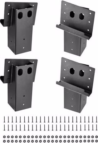 Set di 4 staffe in acciaio VEVOR nere per piattaforme esterne e nascondigli per cervi, capacità 1000 kg, per legname 88,9 x 88,9 mm