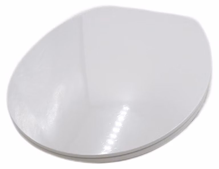 Copertura per WC Amazon Basics, forma "O", chiusura morbida, sistema di fissaggio rapido, antistatica, colore bianco