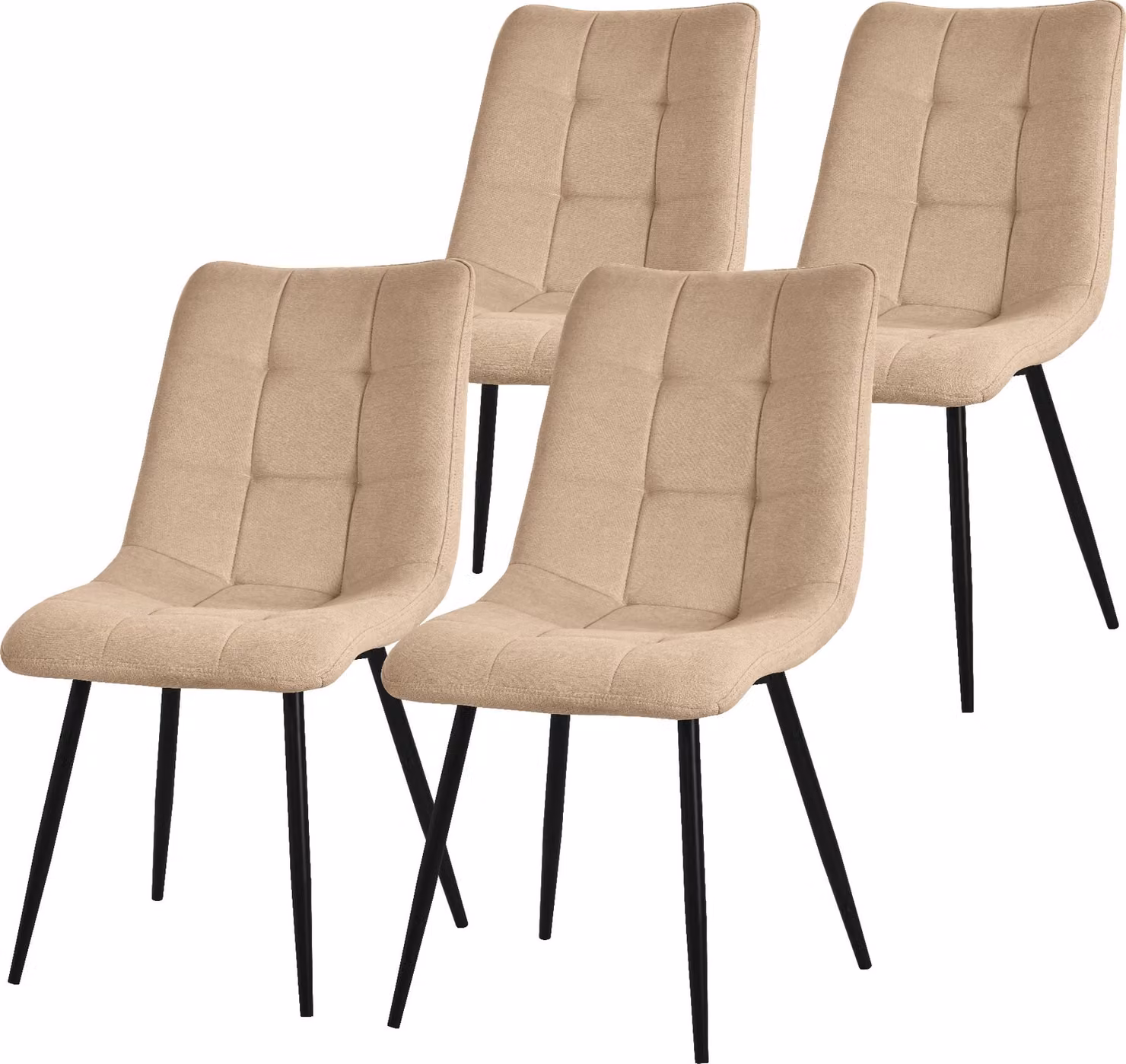 ML-Design set di 4 sedie per sala da pranzo marrone chiaro, sedie da soggiorno con rivestimento in tessuto e gambe in metallo, sedie da cucina con schienale