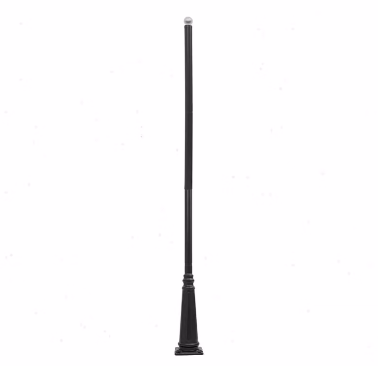 Palo per lampioni da 3,1 metri - Palo illuminazione esterno con base - Modello a due pezzi - Realizzato in ferro Q195 - Flangia da 275+76 mm con cestello di ancoraggio - Adatto per giardini, terrazzi e sistemi di videosorveglianza - Colore nero