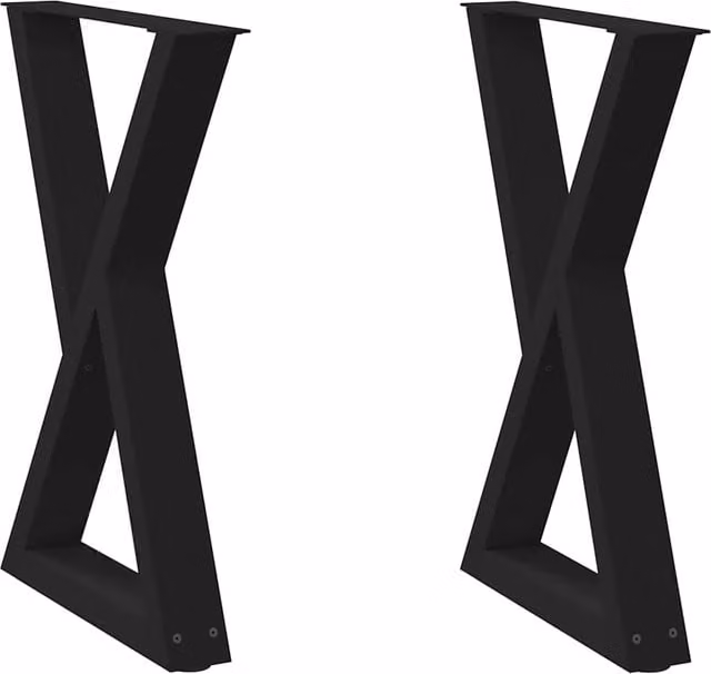 Set di 2 gambe regolabili per tavolo da pranzo in acciaio nero opaco L: 60 cm, H: 72-73,3 cm