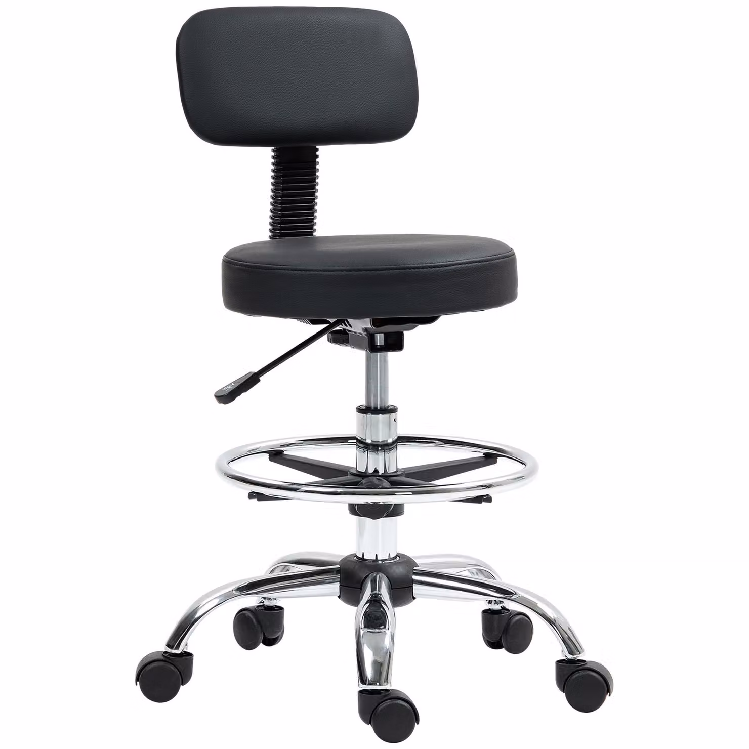 Sedia da ufficio Fortuna Lai, sedia da disegno ergonomica, sedia da computer regolabile in altezza con poggiapiedi, sedia da scrivania, sedia girevole per soggiorno, ufficio, Pelle finta, nera