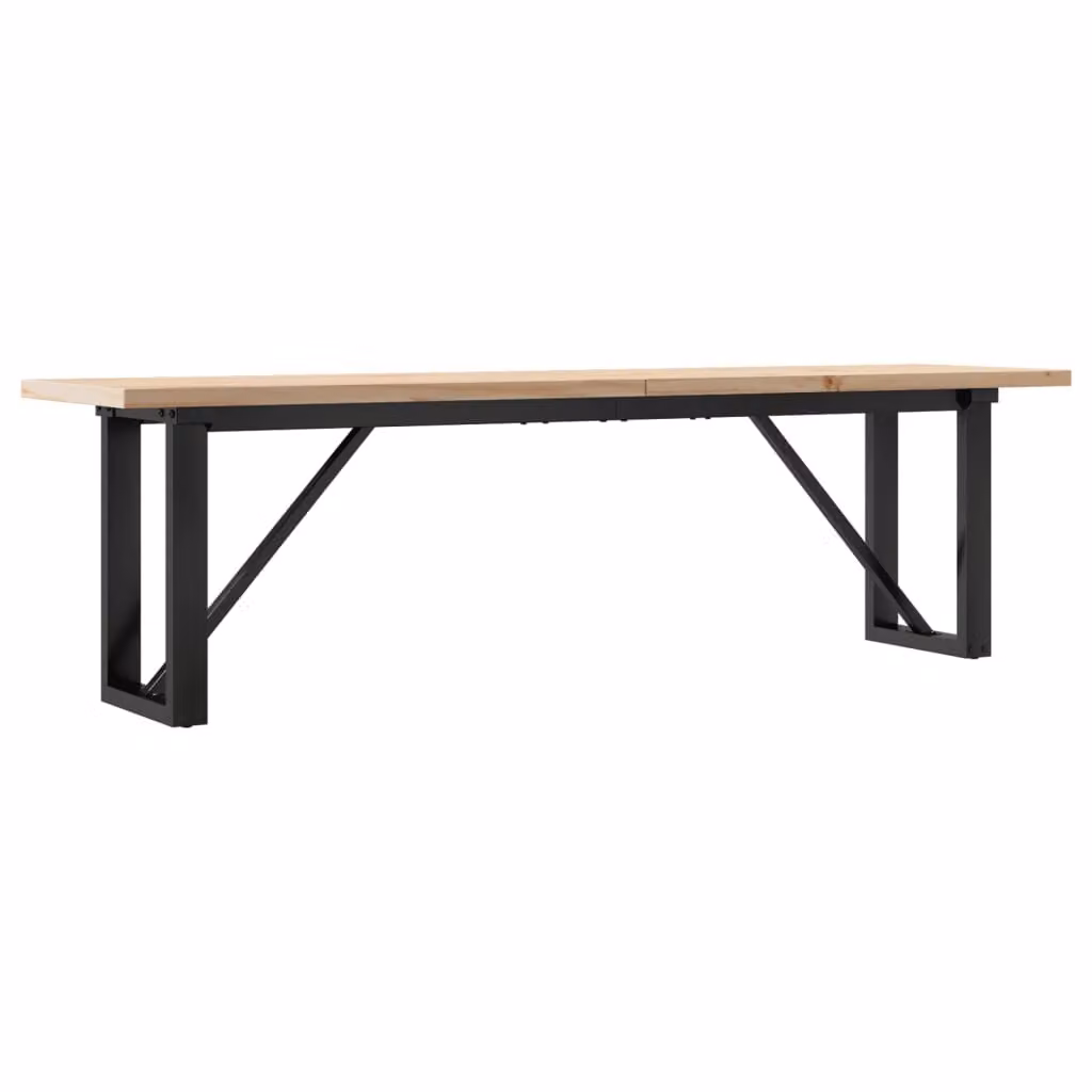 Tavolino Salotto Telaio a O 160x40x45,5 cm Legno Pino e Acciaio