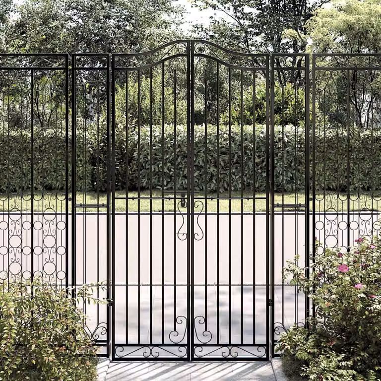 Cancello da giardino a doppia anta vidaXL in ferro battuto nero L: 121 cm, P: 8 cm, H: 180 cm