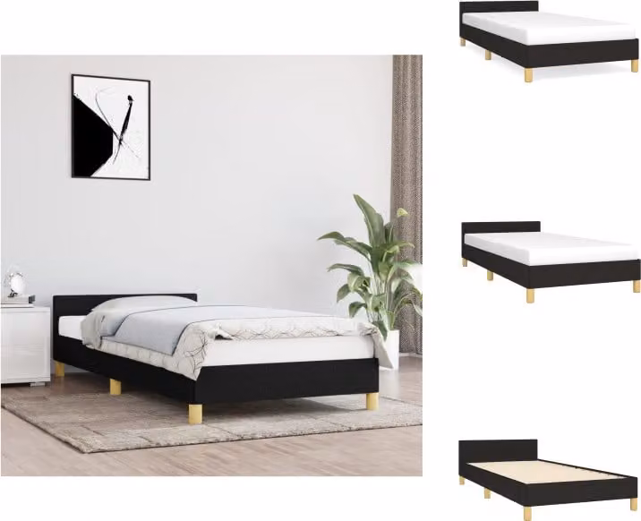 vidaXL Struttura letto con testiera in tessuto nero 80x200 cm - Letti e strutture letto