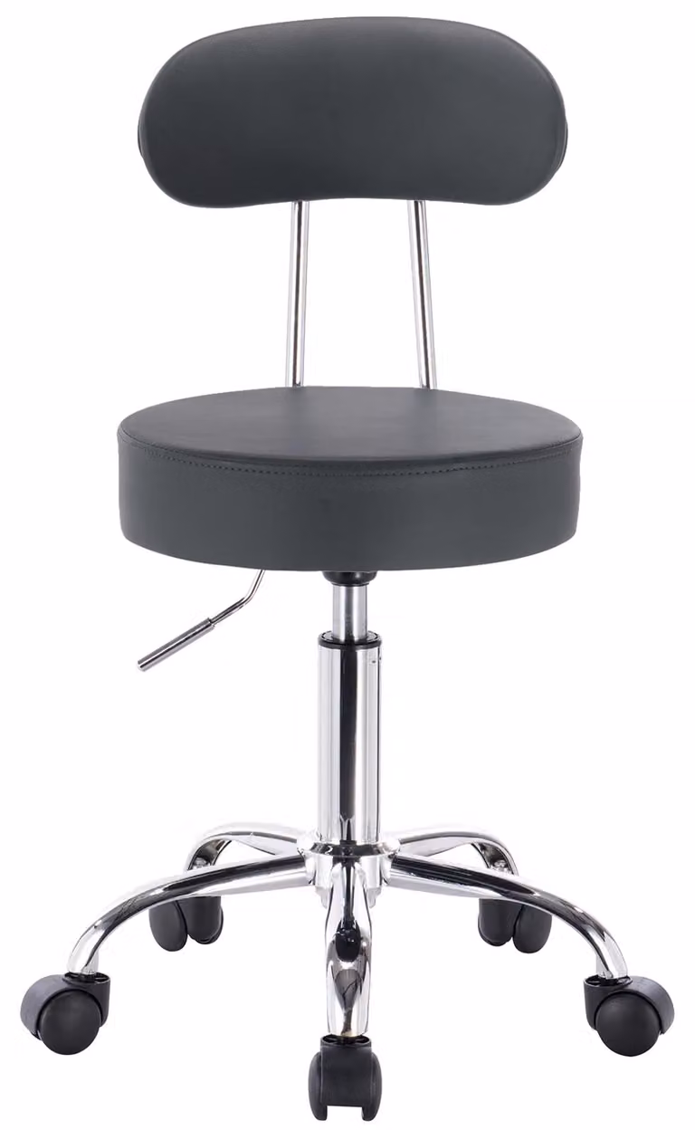 Sedia da ufficio - Sedia girevole per ufficio - Regolabile in altezza da 47 a 59 cm - Rivestita in ecopelle - Con rotelle - Senza braccioli - Grigia
