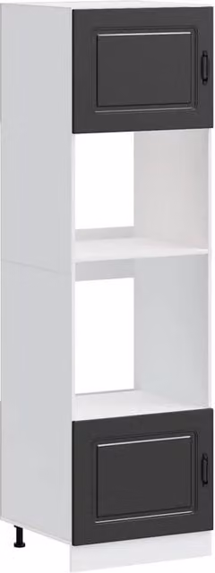 Set di 2 armadietti per forno compatti con piedini regolabili 60 x 57 x 207 cm in legno multistrato nero 02_0055697