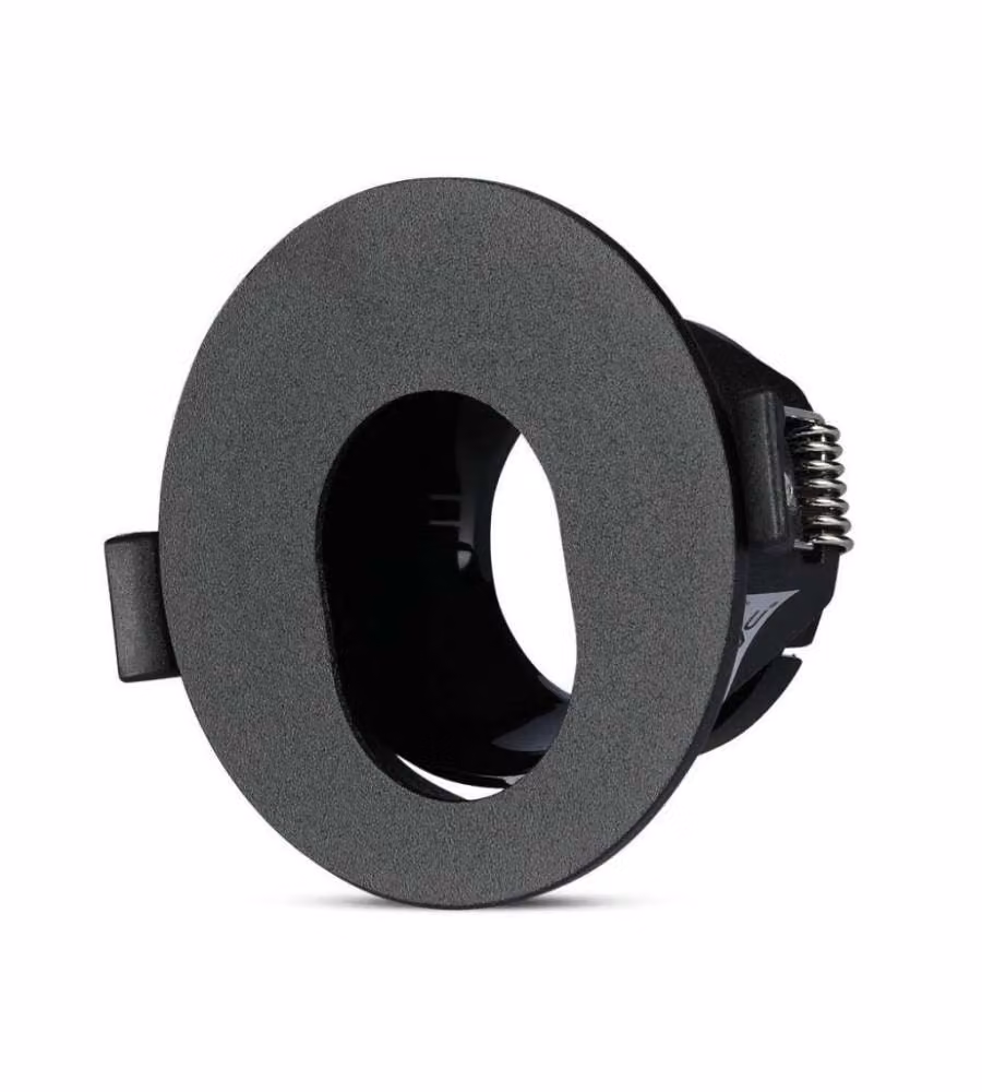 Portafaretto LED da Incasso GU10 Rotondo Colore Nero con Interno Nero