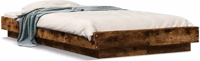 Letto singolo moderno in legno multistrato Rovere Fumo con doghe in legno – 1