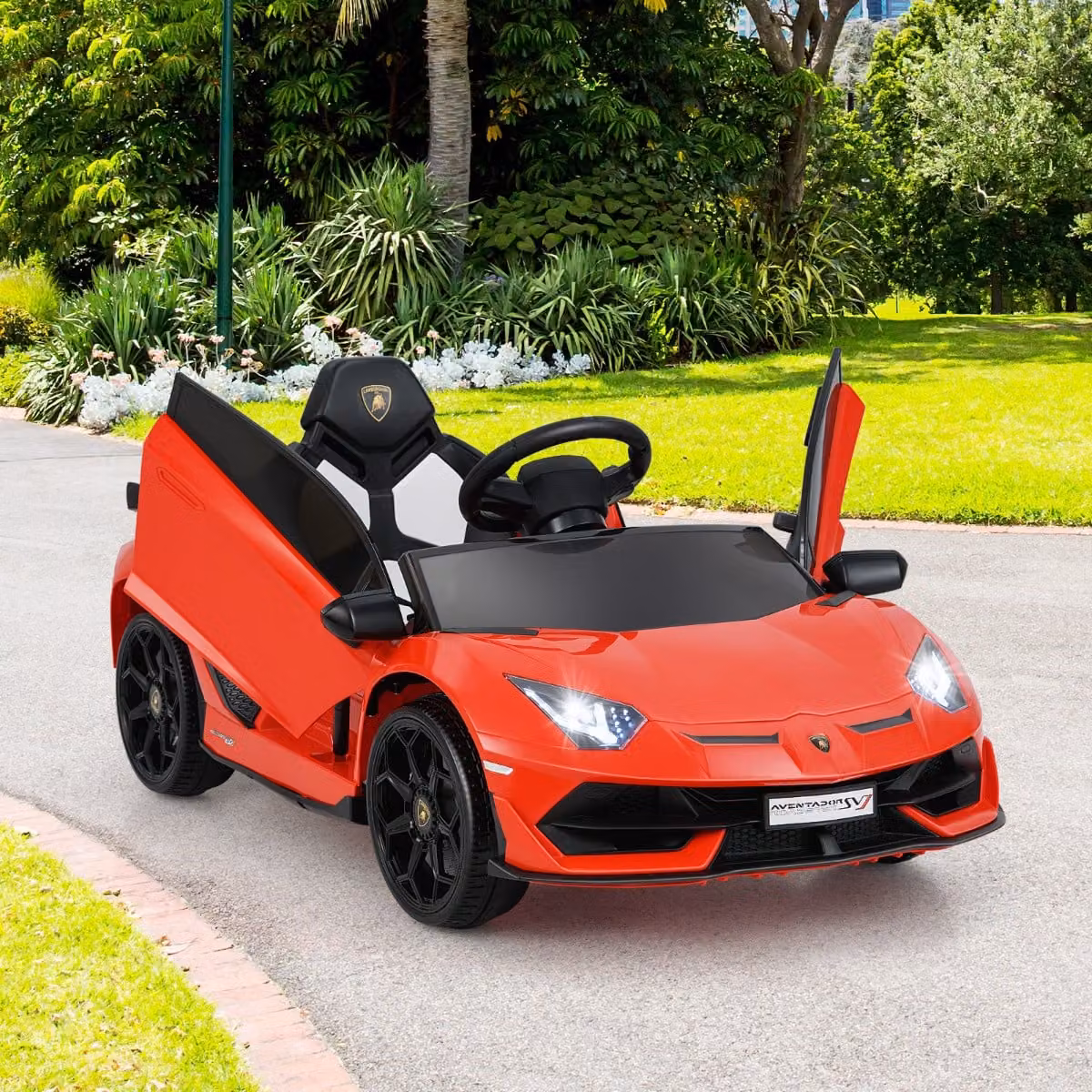 Auto elettrica giocattolo Lamborghini Costway 12V con telecomando per bambini, colore rosso