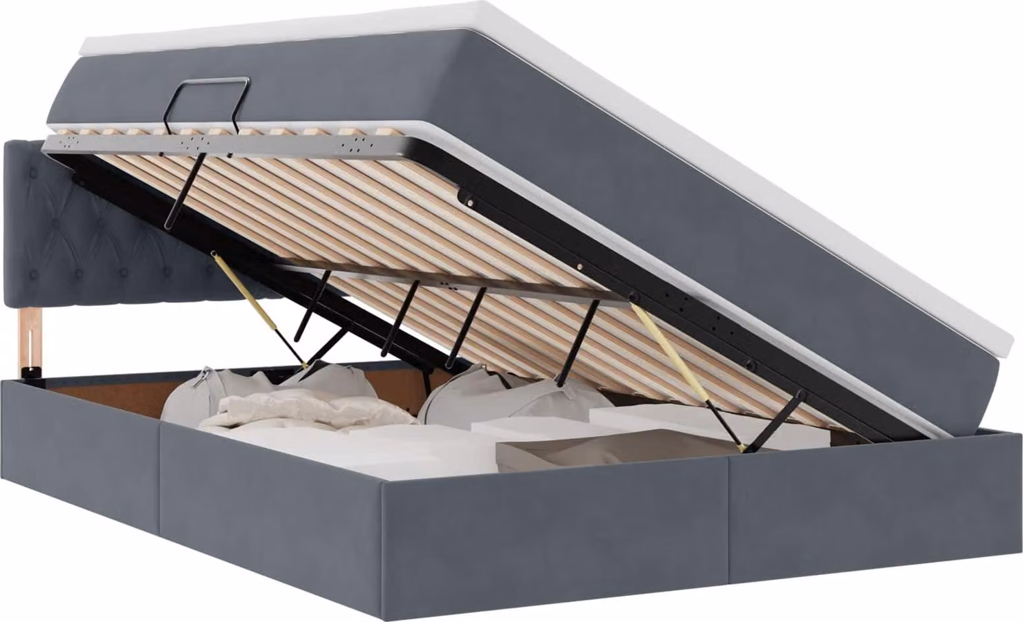 Letto con contenitore LED e materasso Grigio Scuro 140 x 200 cm