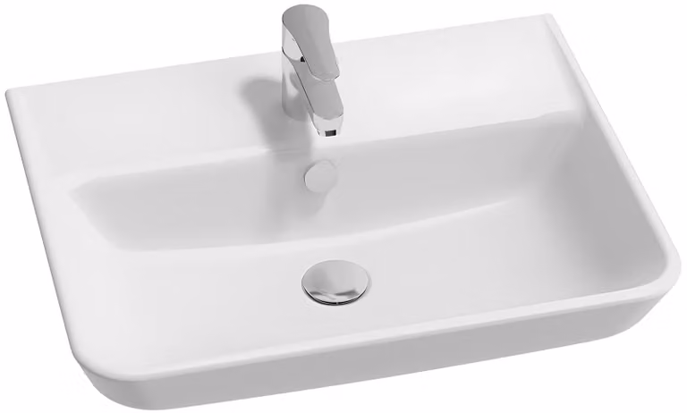 Lavabo, 60 cm, non rifinito, adatto per montaggio a colonna o sospeso, bianco