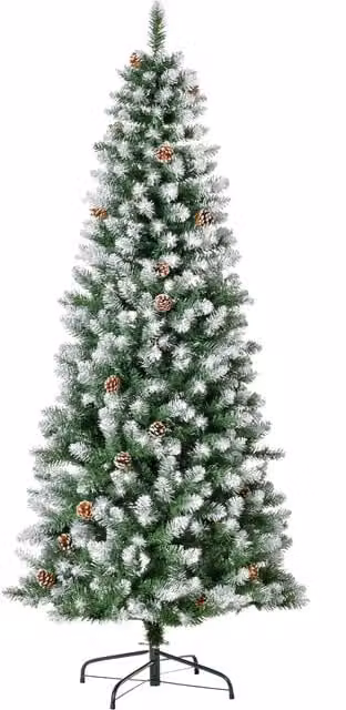 Albero di Natale innevato HOMCOM, Altezza: 180 cm, Verde e Bianco