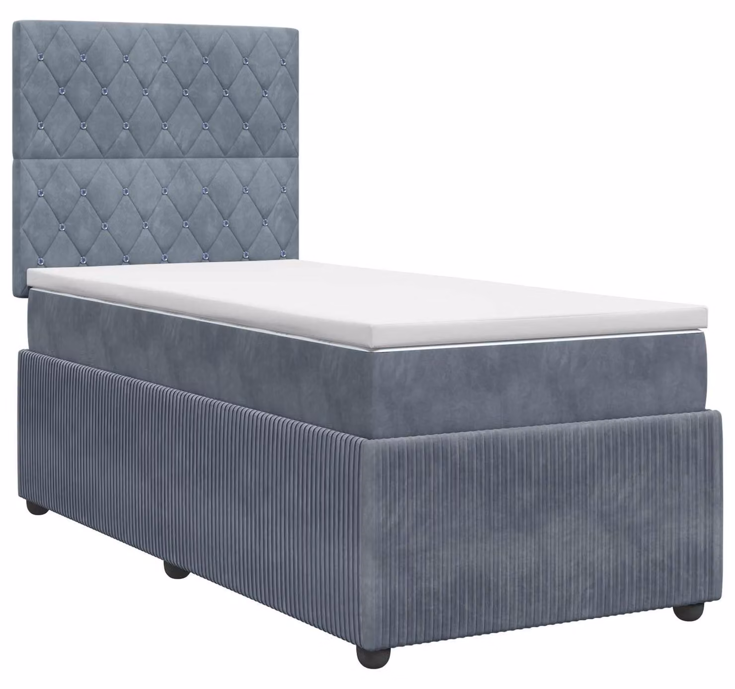 Letto a molle con materasso grigio scuro 100 x 200 cm in velluto