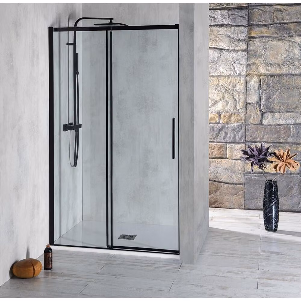 ALTIS LINE BLACK porta ad incasso 1470-1510 mm, altezza 2000 mm, vetro trasparente