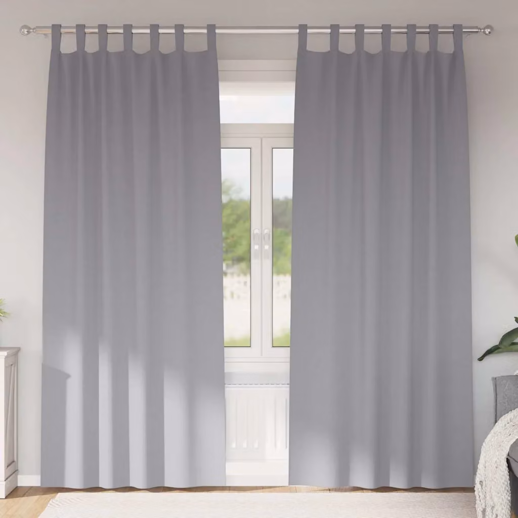Set di 2 tende blackout vidaXL con anelli in poliestere, colore grigio, H: 260 cm x L: 140 cm