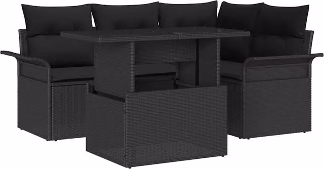 Set Divano da Giardino 5 pz Nero 3357016