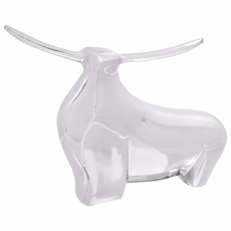 Scultura di toro moderna vidaXL in metallo color argento, L: 44 cm, P: 17 cm, H: 37 cm