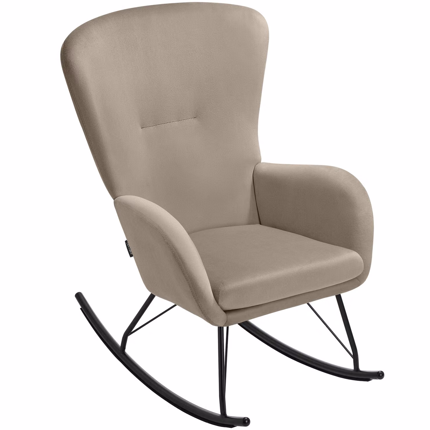 Sedia a dondolo Swing tectake con struttura in metallo e imbottitura in velluto nero e beige con braccioli – 3