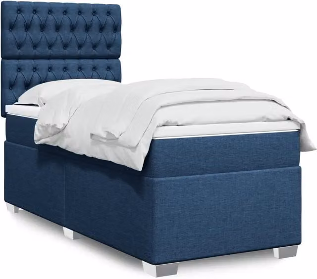 Letto con Giroletto a Molle e Materasso vidaXL, Blu e Bianco