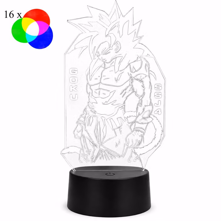 Lampada LED 3D di Goku, 16 colori, con telecomando - Decorazione per videogiochi