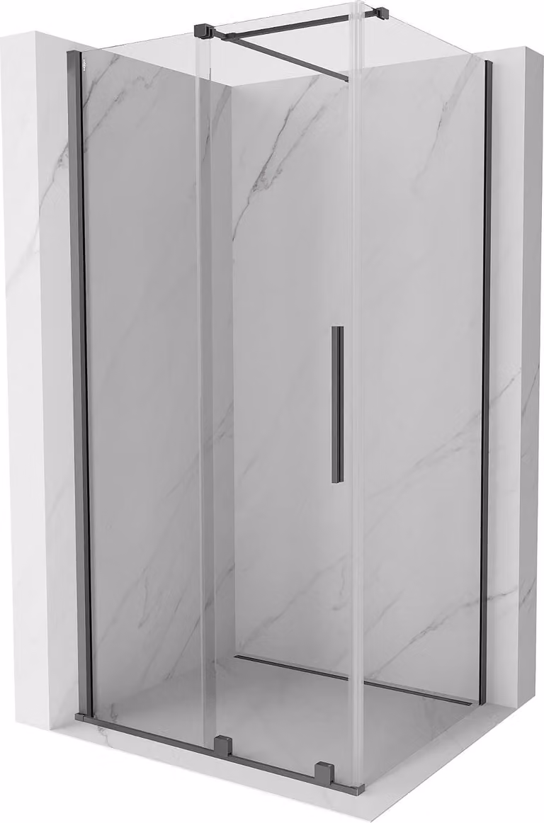 Mexen Velar cabina doccia scorrevole 120 x 80 cm, trasparente, gun metal - 871-120-080-01-95