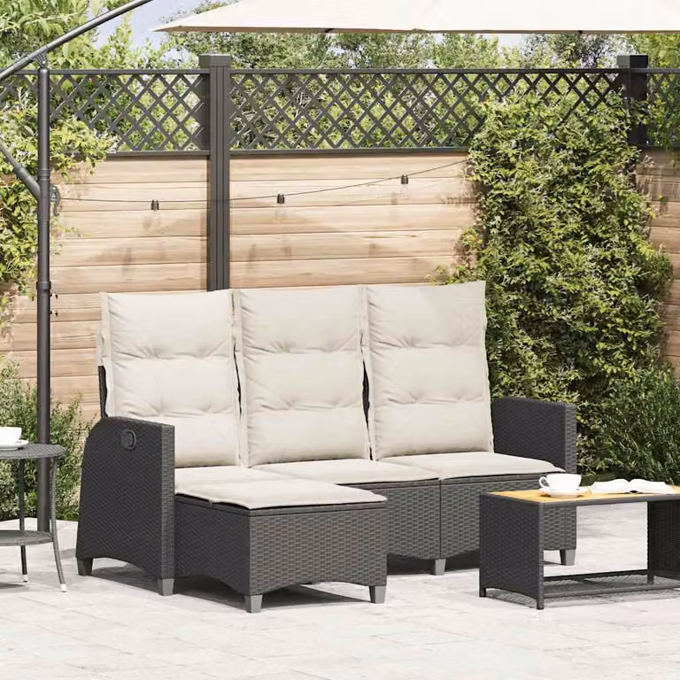vidaXL Divano da Giardino a L con Cuscini, Polyrattan e Struttura in Metallo, Nero e Bianco, L/P/H: 176 x 138 x 91 cm