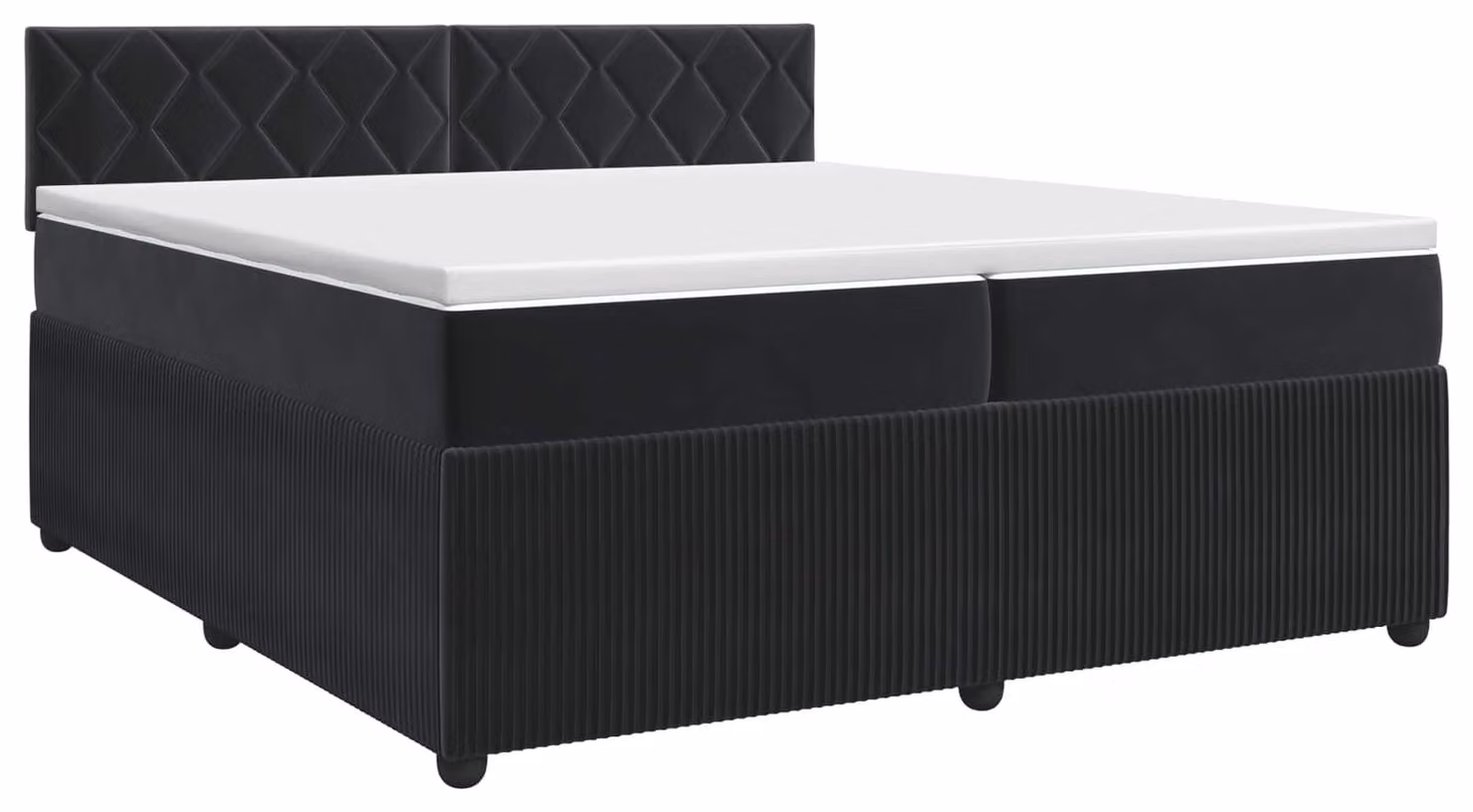 Letto a molle con materasso nero 200 x 200 cm in velluto