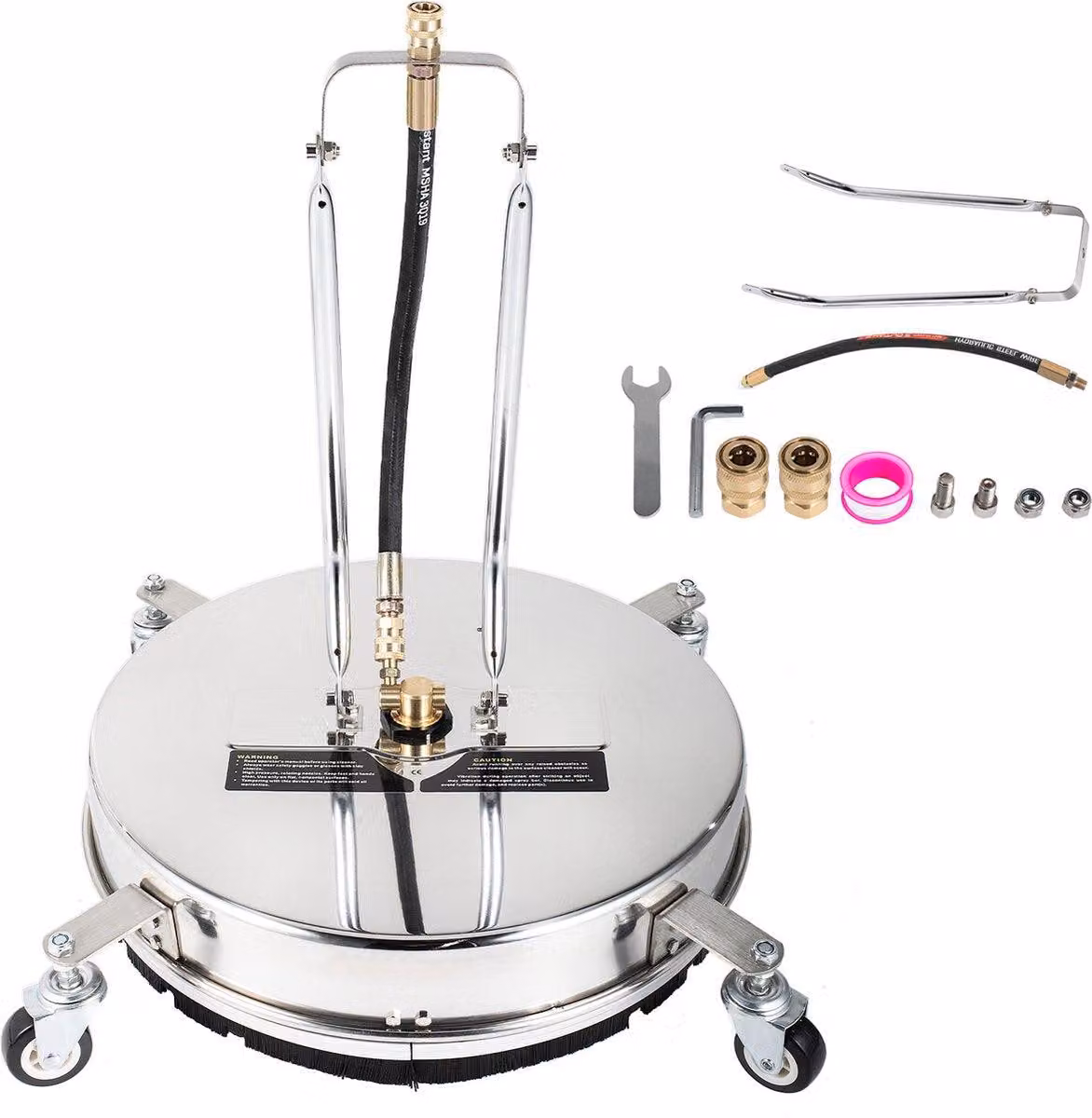 Idropulitrice ad alta pressione - Spazzola rotante per superfici piane - 45 cm - Pressione massima: 4000 PSI - Acciaio inossidabile - con ruote