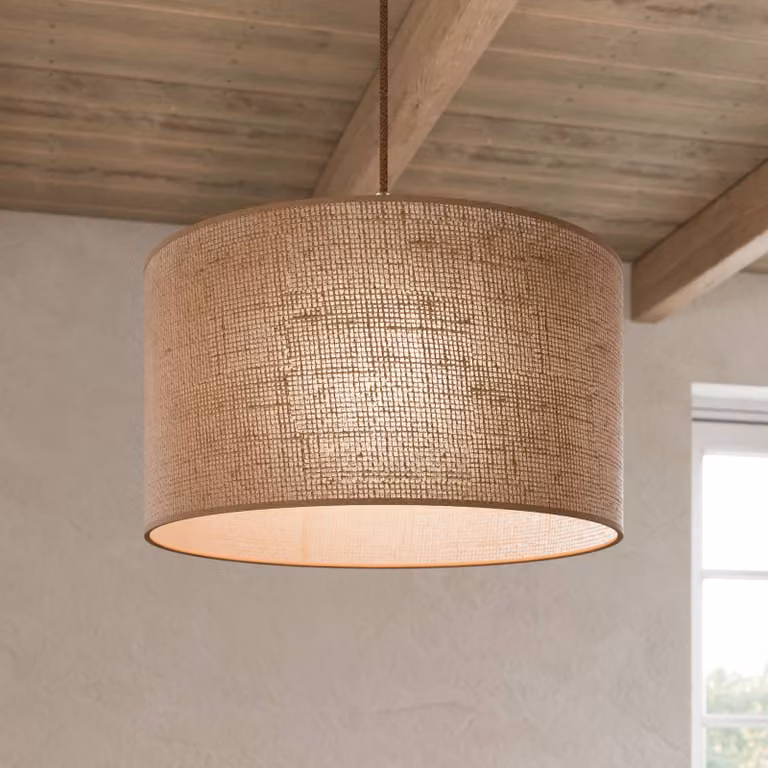 Viokef Lampada a sospensione Senso, dimmerabile, Crema / Ambra, Soggiorno / Sala da pranzo, Tessuto / Stoffa / Seta, Lampada a sospensione