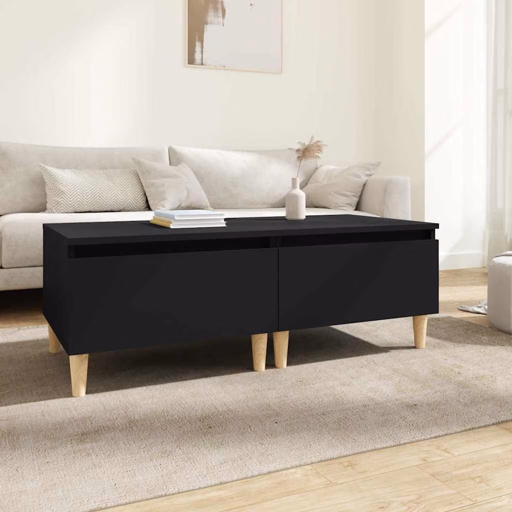 Set di 2 tavolini vidaXL in legno multistrato neri per soggiorno, L/P/H: 50 x 46 x 35 cm