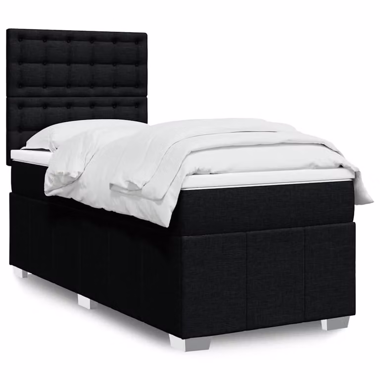 vidaXL Giroletto a Molle Ibrido con Materasso in Tessuto Nero L/P: 80 x 200 cm