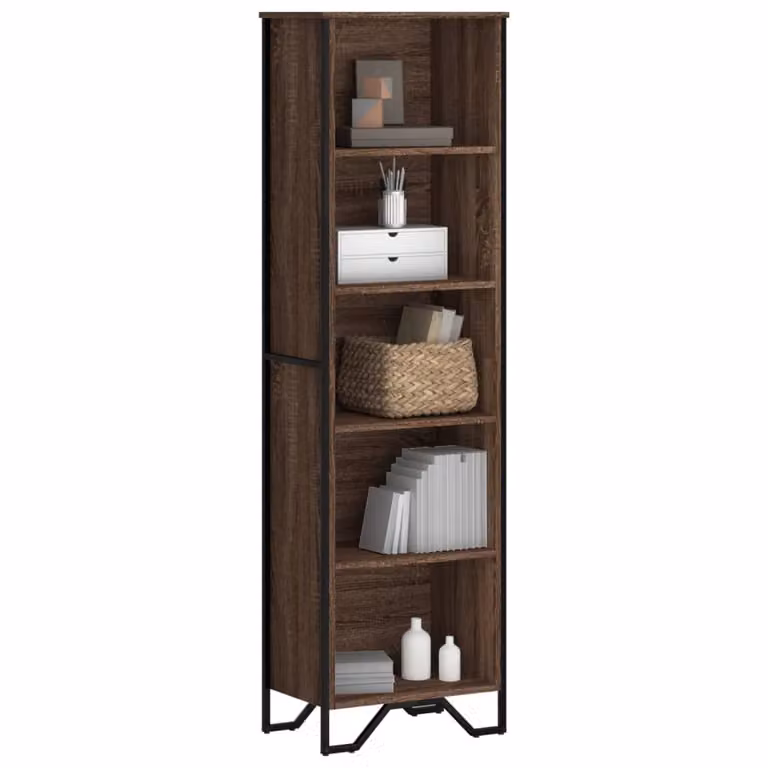 Libreria moderna vidaXL in legno e metallo marrone L: 50 cm, P: 31 cm, H: 169 cm