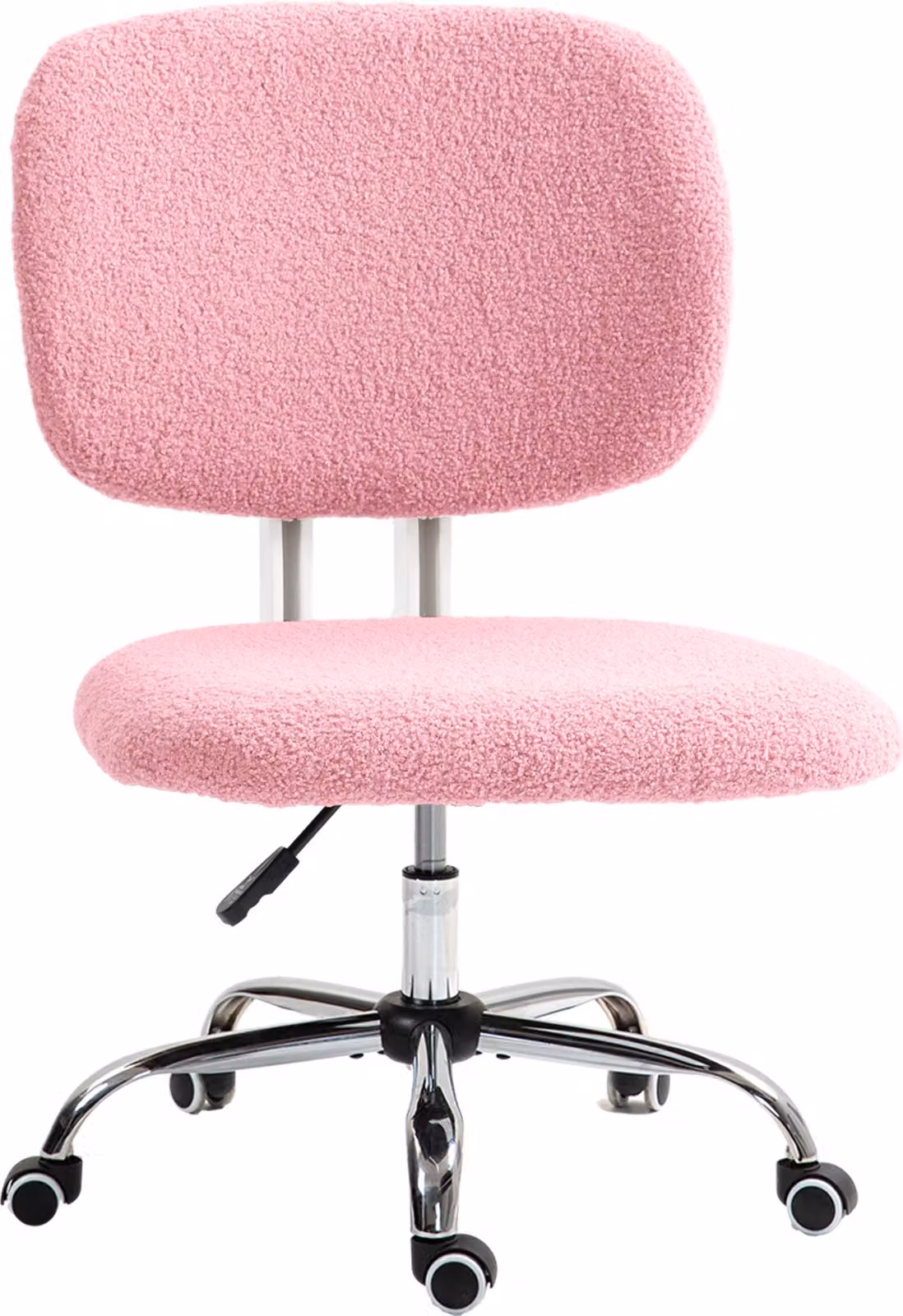Sedia da ufficio ergonomica, regolabile in altezza, senza braccioli, in velluto, ideale per l'ufficio domestico e il gaming, colore rosa
