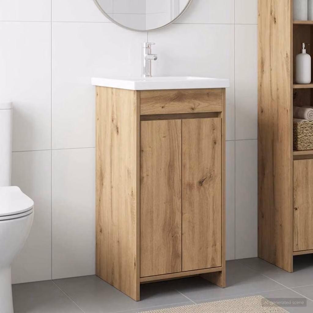 Mobile da bagno con lavabo vidaXL in Rovere Artigianale Marrone, L 42 cm x P 40 cm x H 84,5 cm