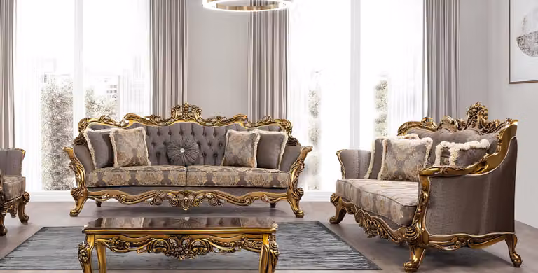 Garnitur Sofagarnitur 3+3 Sitzer Sofa Sofas Barock Set Luxus Barock Wohnzimmer
