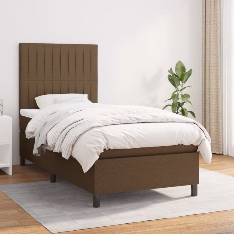 vidaXL Letto Ibrido con Giroletto a Molle e Materasso con Tasche Individuali, Marrone e Bianco, L/P/H: 90 x 200 cm