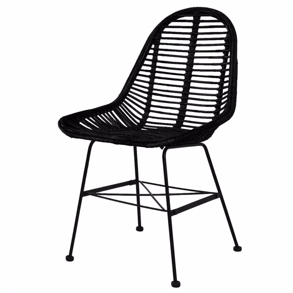 vidaXL Sedie da pranzo 6 pezzi in rattan nero naturale
