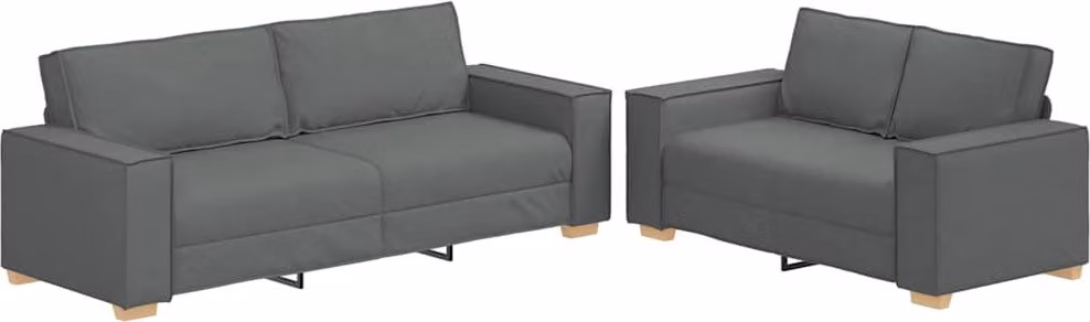 Set di Divani 2 pz con Cuscini Grigio Scuro in Tessuto