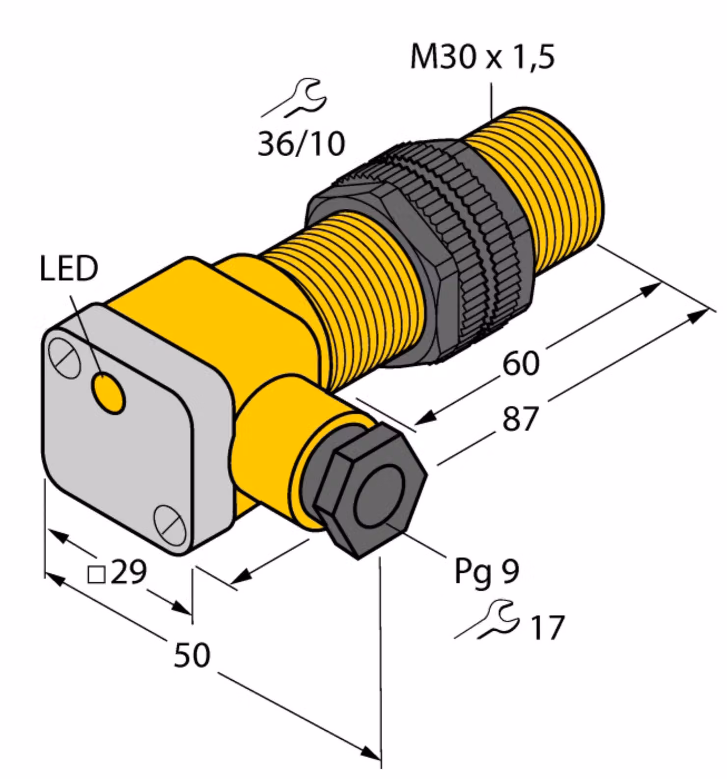 Turck 46597 - NI15-P30SK-AP6X, sensore induttivo