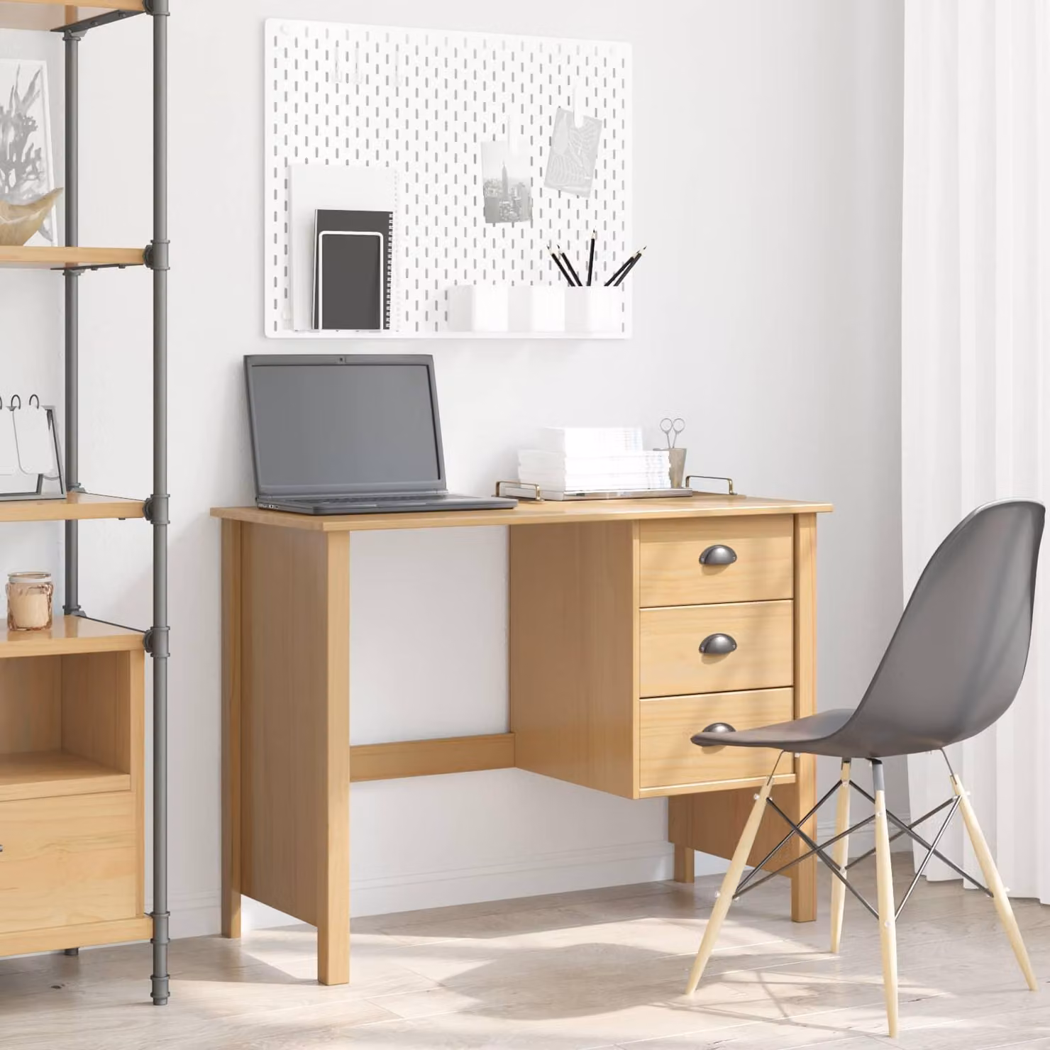 Maison Exclusive - Scrivania con cassetti HILL color miele 100 x 45 x 74 cm