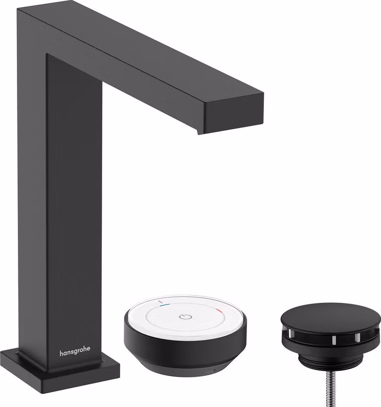 Mitigeur monocommande de lavabo hansgrohe Tecturis E 150, 2 trous, garniture de vidage non obturable, portée 158 mm, EcoSmart+, CoolStart, 73053670, 73053670