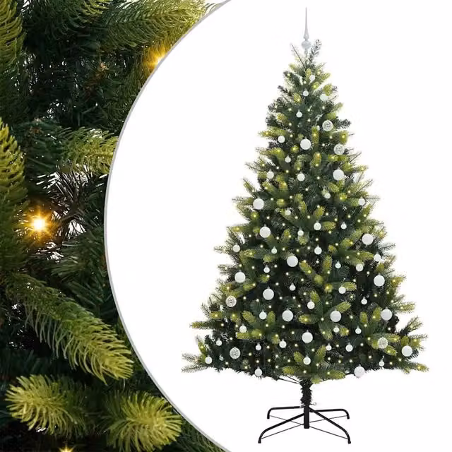 Albero di Natale Artificiale a Cerniera-Albero Natalizio con 300 LED 210 cm 636240