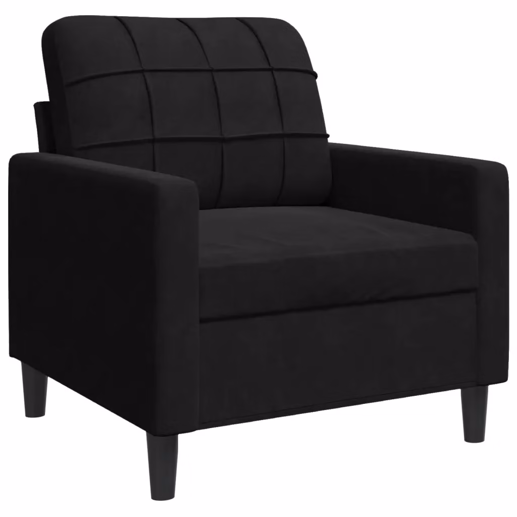 Poltrona moderna in velluto nero vidaXL con struttura in metallo e braccioli – 2